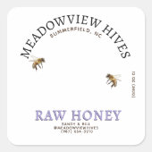 Kleines Jar Lavender Honey Label mit Biene Quadratischer Aufkleber (Vorderseite)