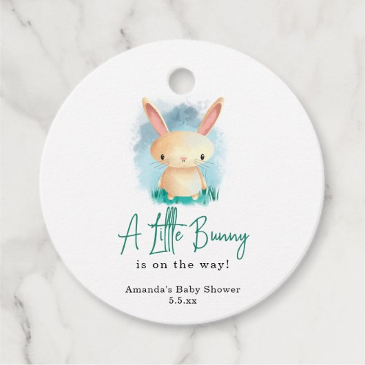 Kleines Kaninchen - Babydusche Geschenkanhänger (Vorderseite)