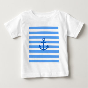 Kleines Kapitän Blau & Weiß Muster mit Anker Baby T-shirt