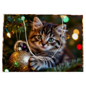 Kleines Kätzchen am Weihnachtsbaum   Große Geschenktüte (Rückseite)