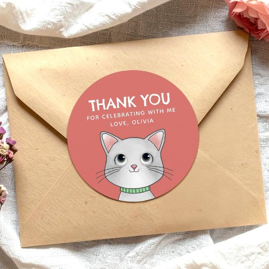 Kleines Kätzchen danke Runder Aufkleber