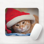 Kleines Kätzchen im roten Weihnachtshut Mousepad (Mit Mouse)