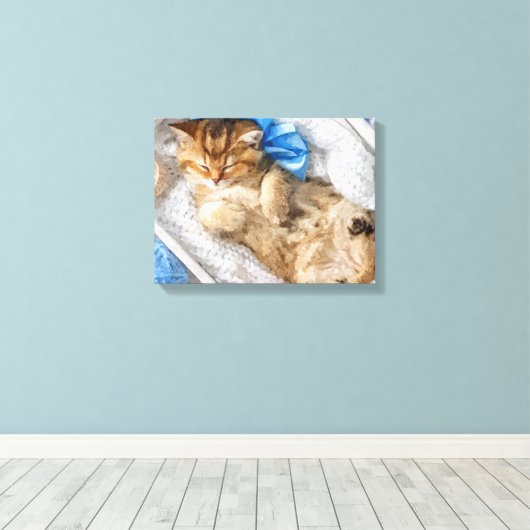 Kleines Kätzchen unter den Garnen Leinwanddruck (Insitu (Holzboden))