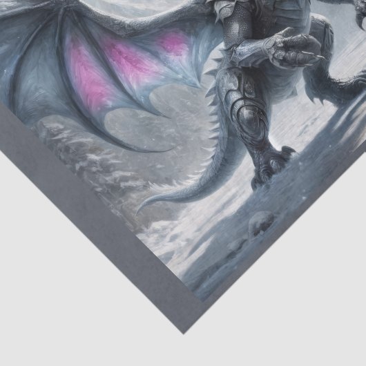 Kleines Kind und Riesendrache im Schneebereich Seidenpapier (Ausschnitt)