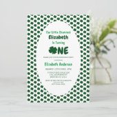 Kleines Kleeblatt 1. Geburtstag Einladung (Stehend Vorderseite)