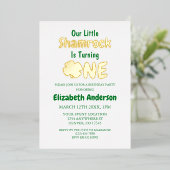 Kleines Kleeblatt 1. Geburtstag Folieneinladung (Stehend vorne)