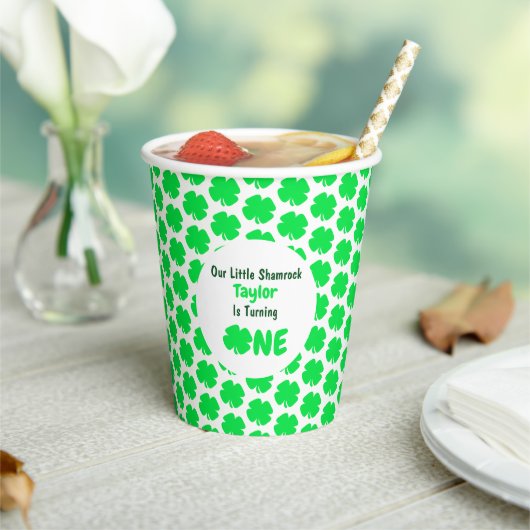 Kleines Kleeblatt 1. Geburtstag Pappbecher (In Situ)