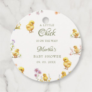 Kleines Küken ist auf dem Weg Babydusche auf dem B Geschenkanhänger