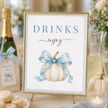 Kleines Kürbis-Blau-Bogen-Baby-Shower-Getränke-Sch