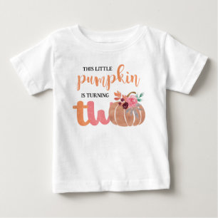 Kleines Kürbis-Boho-Blumen-2.-Geburtstags-T-Shirt Baby T-shirt