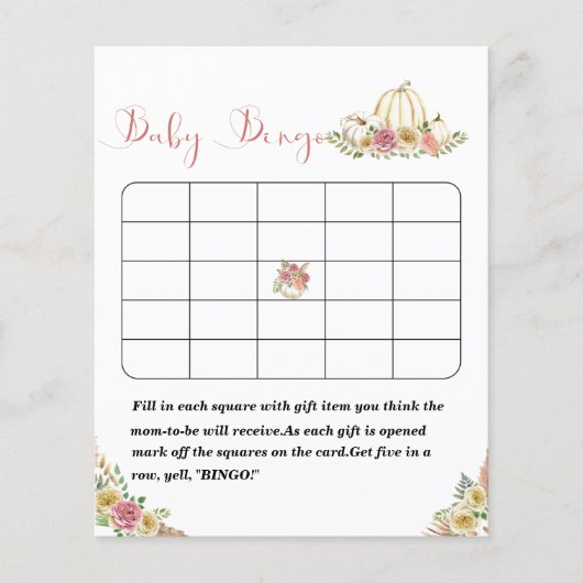 Kleines Kürbisbaby-DuschspielPaper Sheet (Vorderseite)