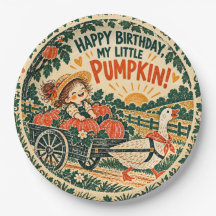 Kleines Kürbismädchen Geburtstag Vintage Herbst