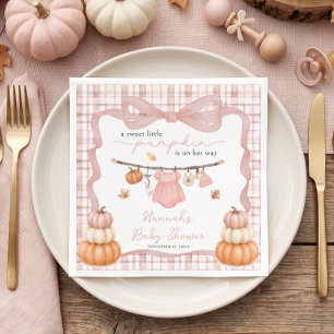 Kleines Kürbismädchen Kleidung Herbst Baby Shower Serviette