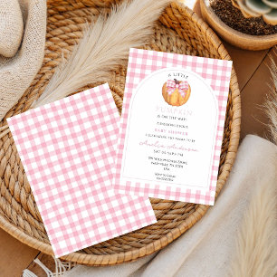 Kleines Kürbismädchen Rosa und weißes Band Gingham Einladung