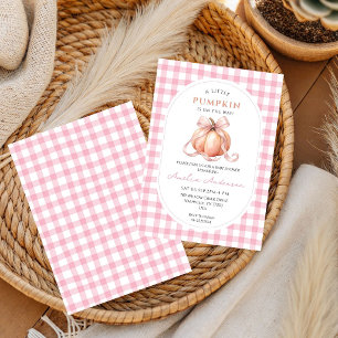 Kleines Kürbismädchen Rosa und weißes Band Gingham Einladung