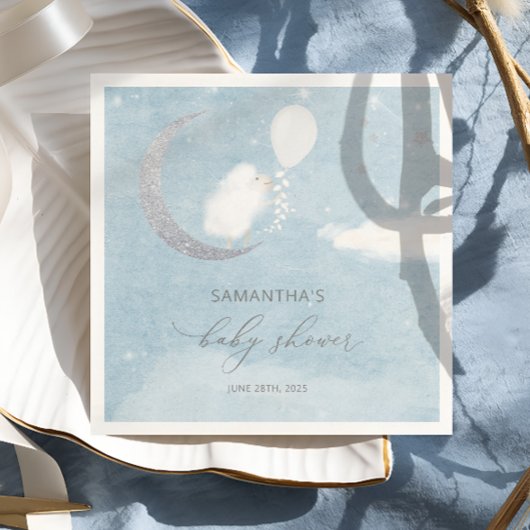 Kleines Lamm auf der Mond Babydusche Napkins Serviette