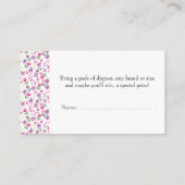 Kleines Lamm-Baby-Duschdusche Windeln Raffle Flora Begleitkarte (Rückseite)