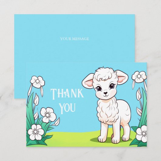 Kleines Lamm Danke Karte (Vorne/Hinten)
