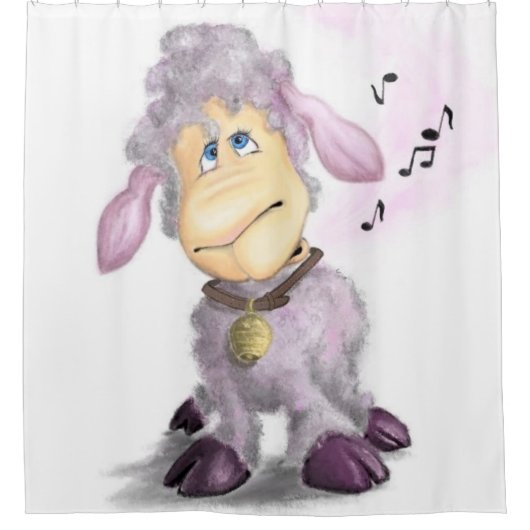 Kleines Lamm mit Glocke - Niedlich Duschvorhang (Vorderseite)