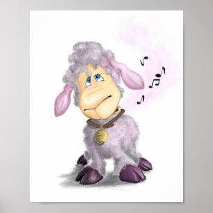 Kleines Lamm mit Glocke Poster Malerei - Ihr Text