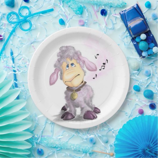 Kleines Lamm mit Klingel - Fügen Sie Ihren Text / Pappteller (Party)