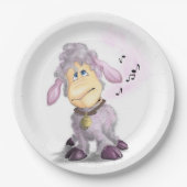 Kleines Lamm mit Klingel - Fügen Sie Ihren Text / Pappteller (Vorderseite)