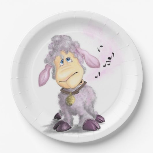 Kleines Lamm mit Klingel - Fügen Sie Ihren Text / Pappteller (Vorderseite)