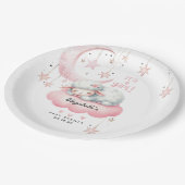 Kleines Lamm Pink Girl Babydusche Pappteller (Schrägansicht)