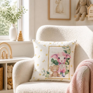Kleines Lamm Rosa Babyparty- oder Nurserieschmuc Kissen
