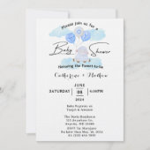 Kleines Lamm steigt hoch in jungen blauen Balloons Einladung (Vorderseite)