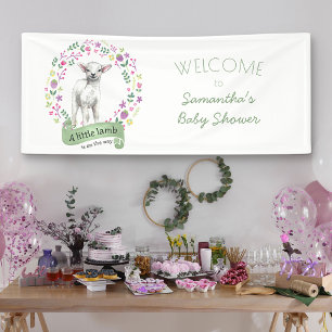 Kleines Lamm und hübsche Blumen Frühling Baby Show Banner