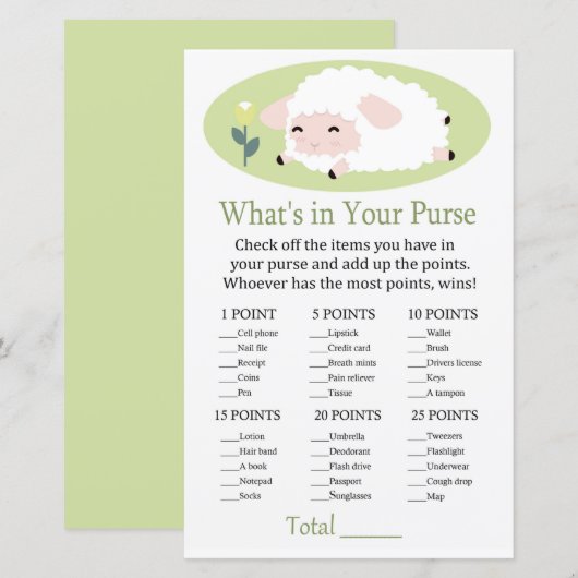 Kleines Lamm Was ist in deinem Handtaschenspiel? (Vorne/Hinten)