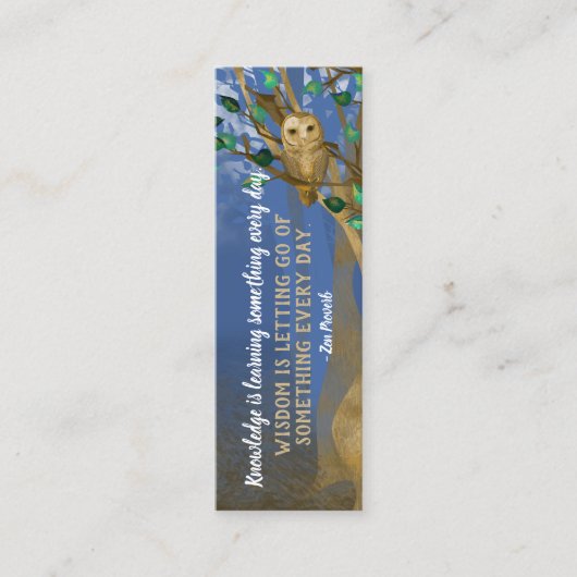 Kleines Lesezeichen, Eulen, Nebelwald, Weisheit Mini Visitenkarte (Vorderseite)