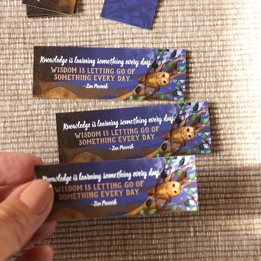 Kleines Lesezeichen, Eulen, Nebelwald, Weisheit Mini Visitenkarte