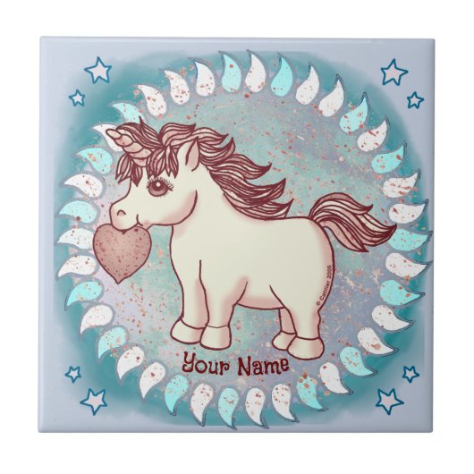 Kleines Liebes-Einhorn Fliese (Vorderseite)