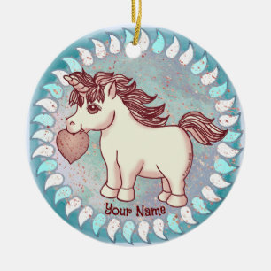 Kleines Liebes-Einhorn Keramik Ornament