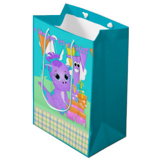 Kleines lila Monster-glückliche 1. Mittlere Geschenktüte