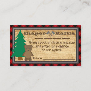 Kleines Lumberjack Baby Duschdusche Windeln Raffle Visitenkarte