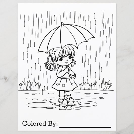 Kleines Mädchen am Regentag | Farbseite (Vorderseite)