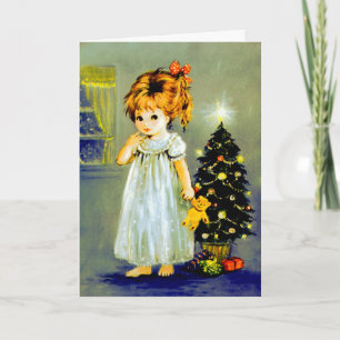 Kleines Mädchen am Weihnachtsabend Feiertagskarte