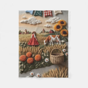 Kleines Mädchen auf dem Feld einer ländlichen Farm Fleecedecke