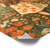 Kleines Mädchen auf dem Gebiet der Blume Poster (Ecke)