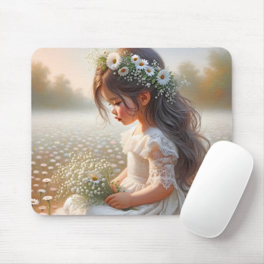Kleines Mädchen auf dem Platz in Daisy Mousepad (Mit Mouse)