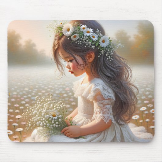 Kleines Mädchen auf dem Platz in Daisy Mousepad (Vorne)
