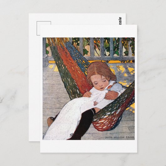 Kleines Mädchen auf der Hängematte, Jessie Willcox Postkarte (Vorne/Hinten)