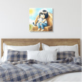 Kleines Mädchen auf Hay Bale Leinwanddruck (Insitu (Schlafzimmer))