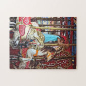 Kleines Mädchen auf Merry-Go-Runde Puzzle (Horizontal)