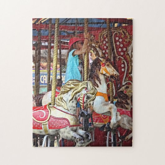 Kleines Mädchen auf Merry-Go-Runde Puzzle (Vertikal)