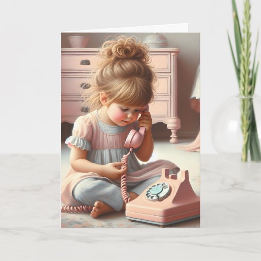 Kleines Mädchen auf Retro-Telefon Karte (Vorderseite)