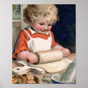 Kleines Mädchen backt Kekse Poster
